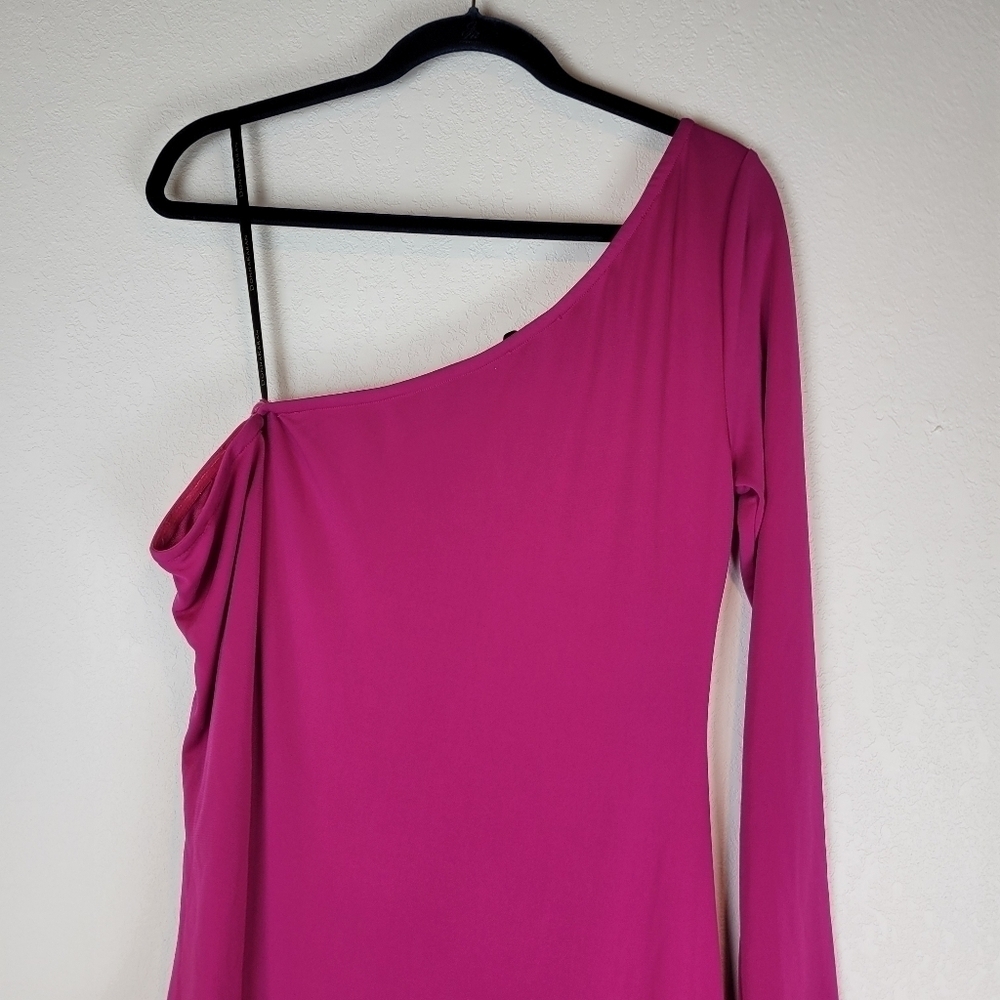 NWT Donna Karan Asymmetrical Long Sleeve Social Gown in Pink Size 8 - Picture 3 of 13